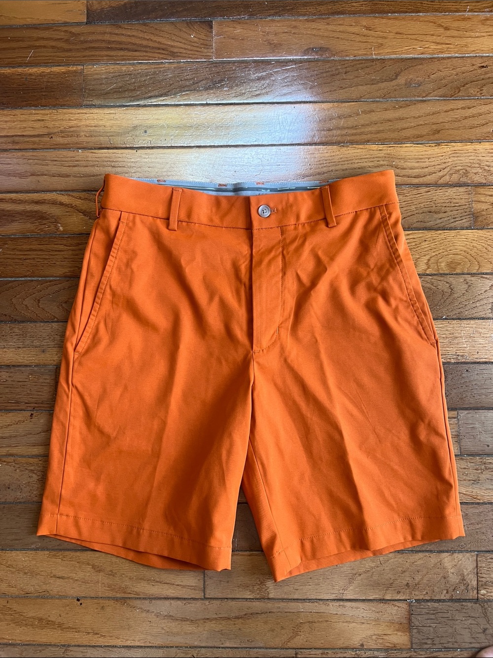 Walter Hagen Bright Orange Flat-Front Men's Shorts